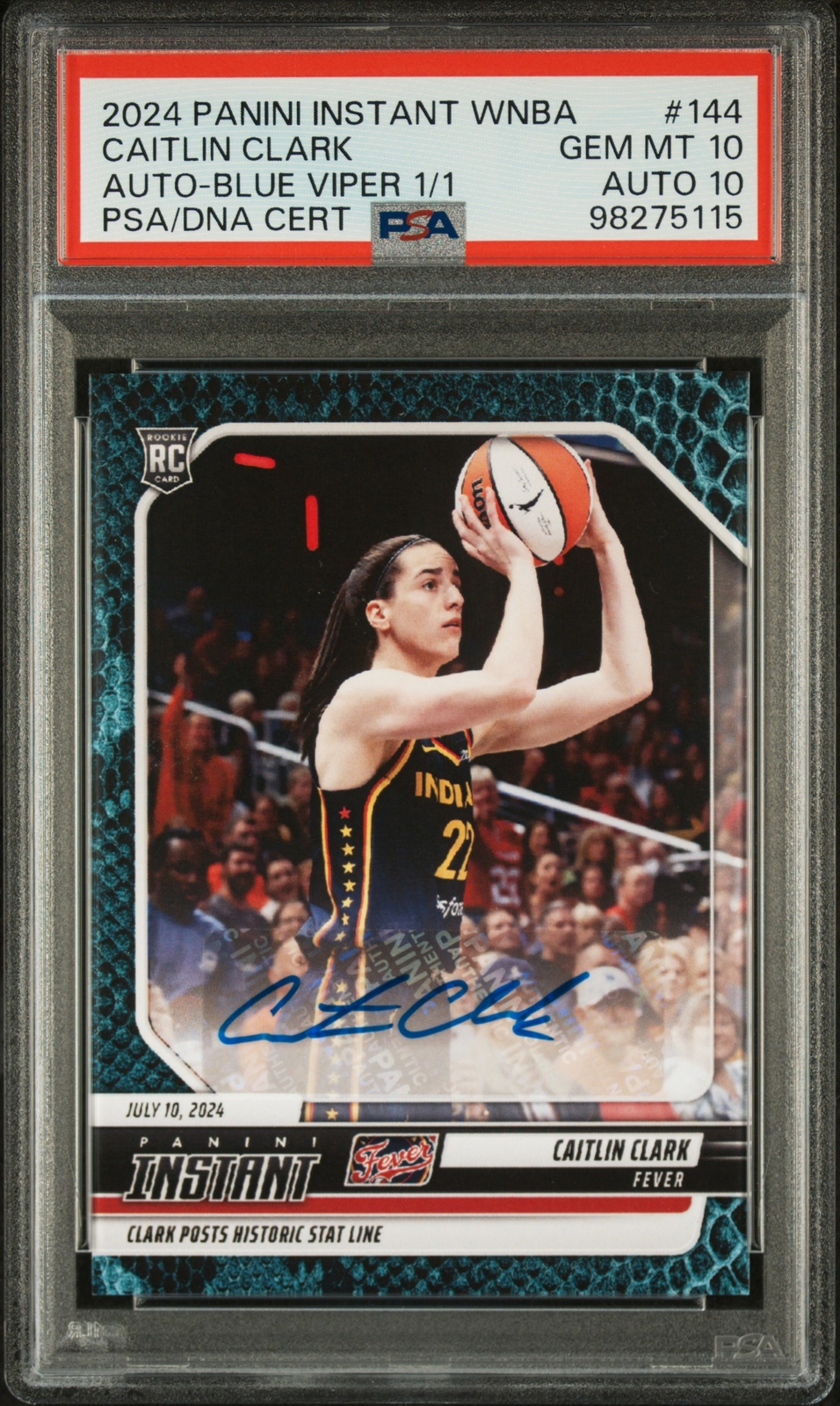 Caitlin Clark 2024 Instant Blue Viper Auto card